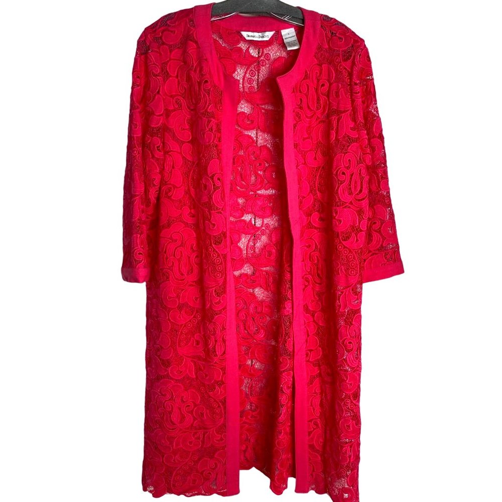 Women's Red Lace Open Front Coat - Unbranded